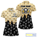 Golf Polo Shirt Beer Skull Golf Pattern Custom Team Golf Tops, Funny Golf Gifts