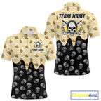 Golf Polo Shirt Beer Skull Golf Pattern Custom Team Golf Tops, Funny Golf Gifts