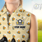 Sleeveless Golf Polo Shirt Beer Skull Golf Pattern Custom Team Golf Tops, Funny Golf Gifts