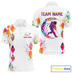 Golf Polo Shirt Argyle Pattern Golf Shirts Funny Astronaut Watercolor Golf Gifts