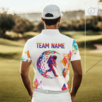 Golf Polo Shirt Argyle Pattern Golf Shirts Funny Astronaut Watercolor Golf Gifts