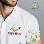 Golf Polo Shirt Argyle Pattern Golf Shirts Funny Astronaut Watercolor Golf Gifts