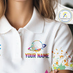 Golf Polo Shirt Argyle Pattern Golf Shirts Funny Astronaut Watercolor Golf Gifts