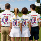 Golf Polo Shirt Argyle Pattern Golf Shirts Funny Astronaut Watercolor Golf Gifts