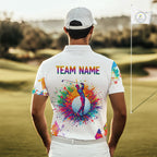 Watercolor Argyle Pattern Golf Polo Shirts Custom White Golf Clubs Golf Shirts Golf Gifts
