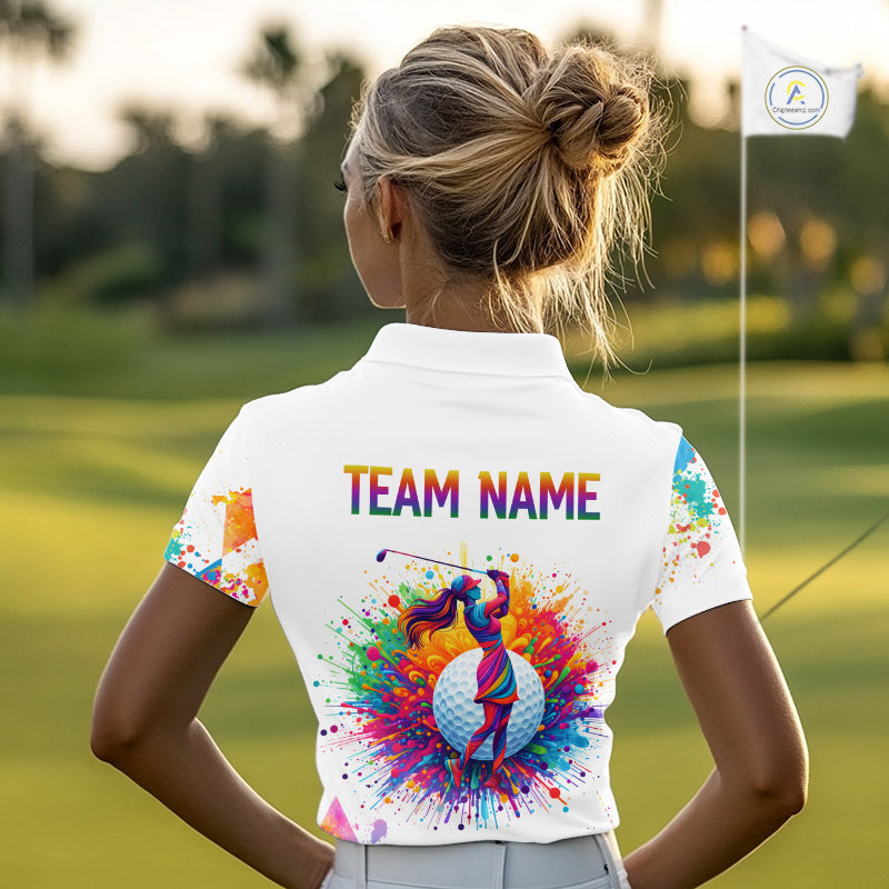 Watercolor Argyle Pattern Golf Polo Shirt Custom White Golf Clubs Golf Shirts