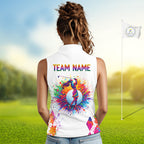 Watercolor Argyle Pattern Sleeveless Golf Polo Shirt Custom White Golf Clubs Golf Shirts