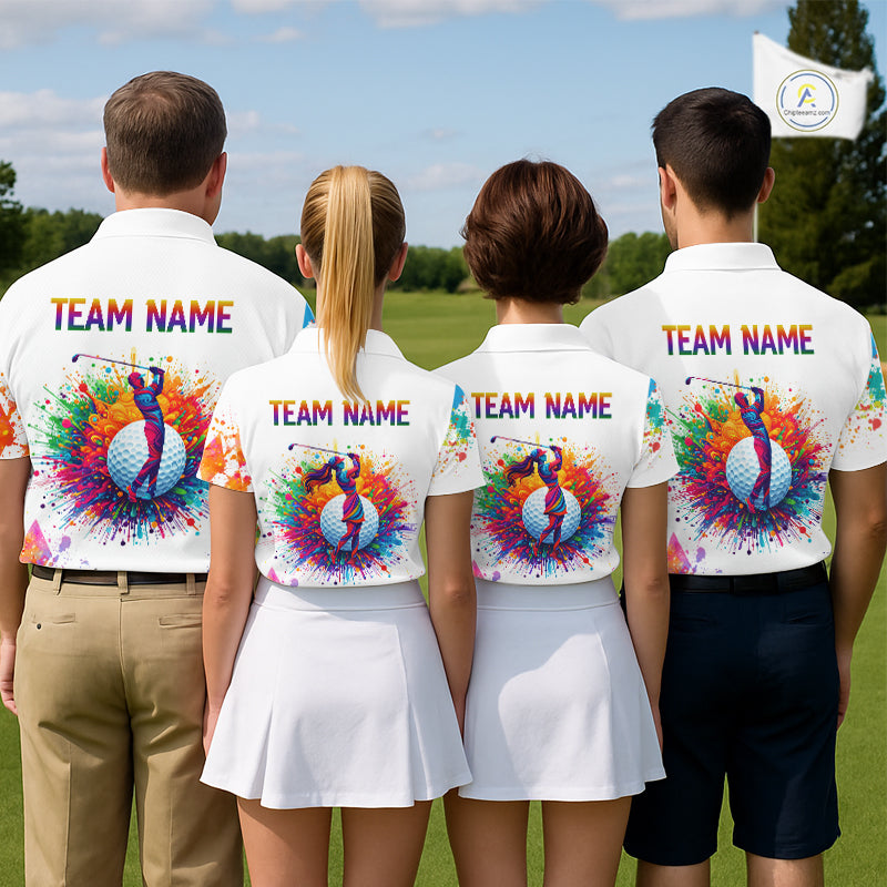 Watercolor Argyle Pattern Golf Polo Shirt Custom White Golf Clubs Golf Shirts