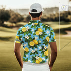 Funny Golf Polo Shirts Custom Blue Lemon Tree Pattern Golf Top, Golf Gifts