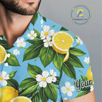 Funny Golf Polo Shirts Custom Blue Lemon Tree Pattern Golf Top, Golf Gifts