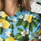 Funny Golf Polo Shirts Custom Blue Lemon Tree Pattern Golf Top, Golf Gifts