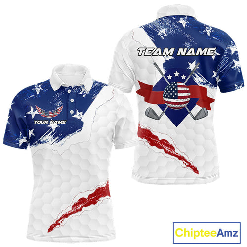 American Flag Golf Polo Shirts Custom Patriotic Team Golf Shirts Golf Gifts
