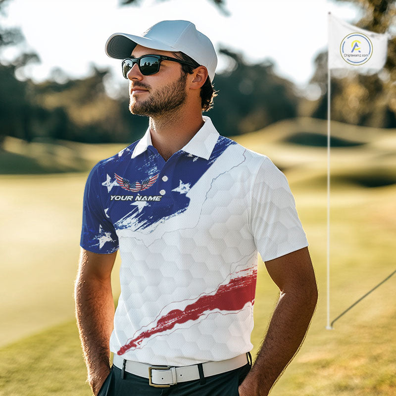 American Flag Golf Polo Shirts Custom Patriotic Team Golf Shirts Golf Gifts