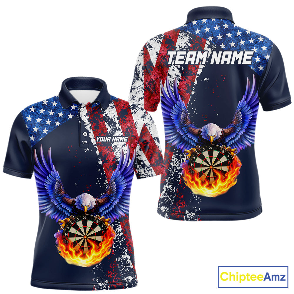 Custom US Flag Eagle Flame Darts Shirt Darts Team Jerseys Dartboard Shirt