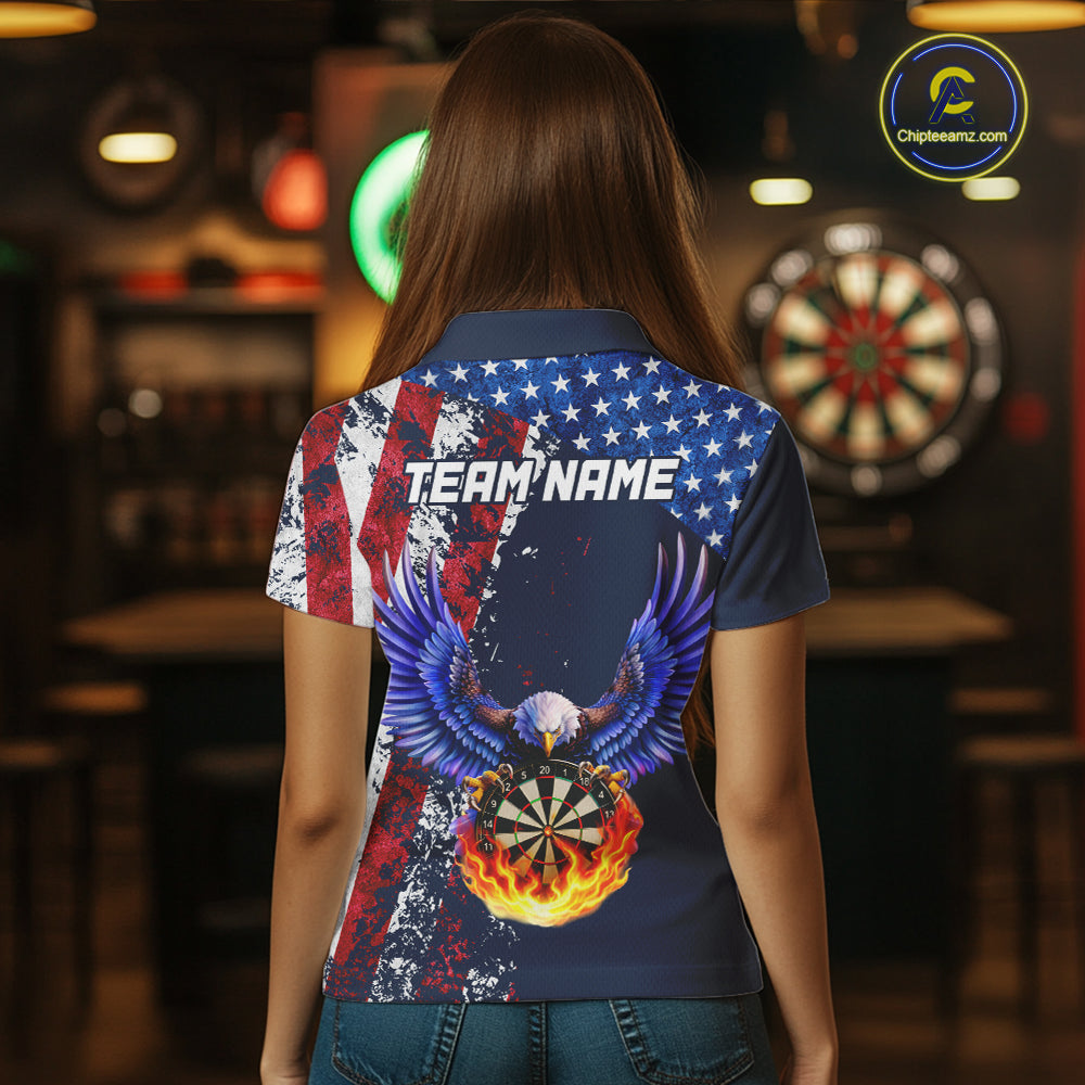 Custom US Flag Eagle Flame Darts Shirt Darts Team Jerseys Dartboard Shirt