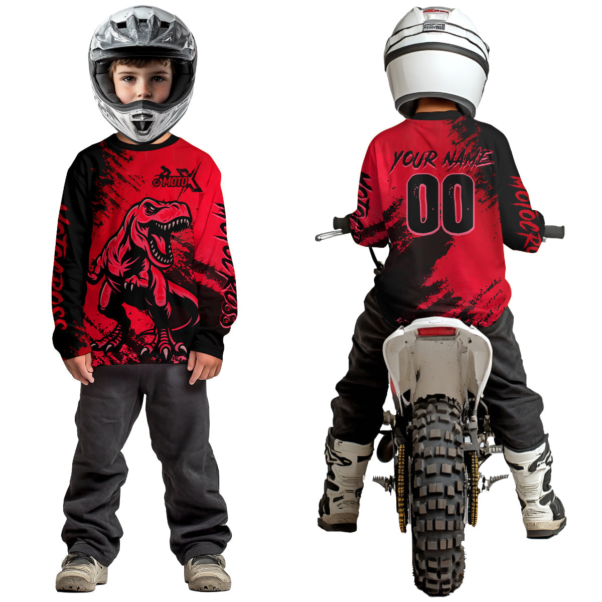 Red Dinosaur Motocross Jersey Dirt Bike Shirts Racing Jersey