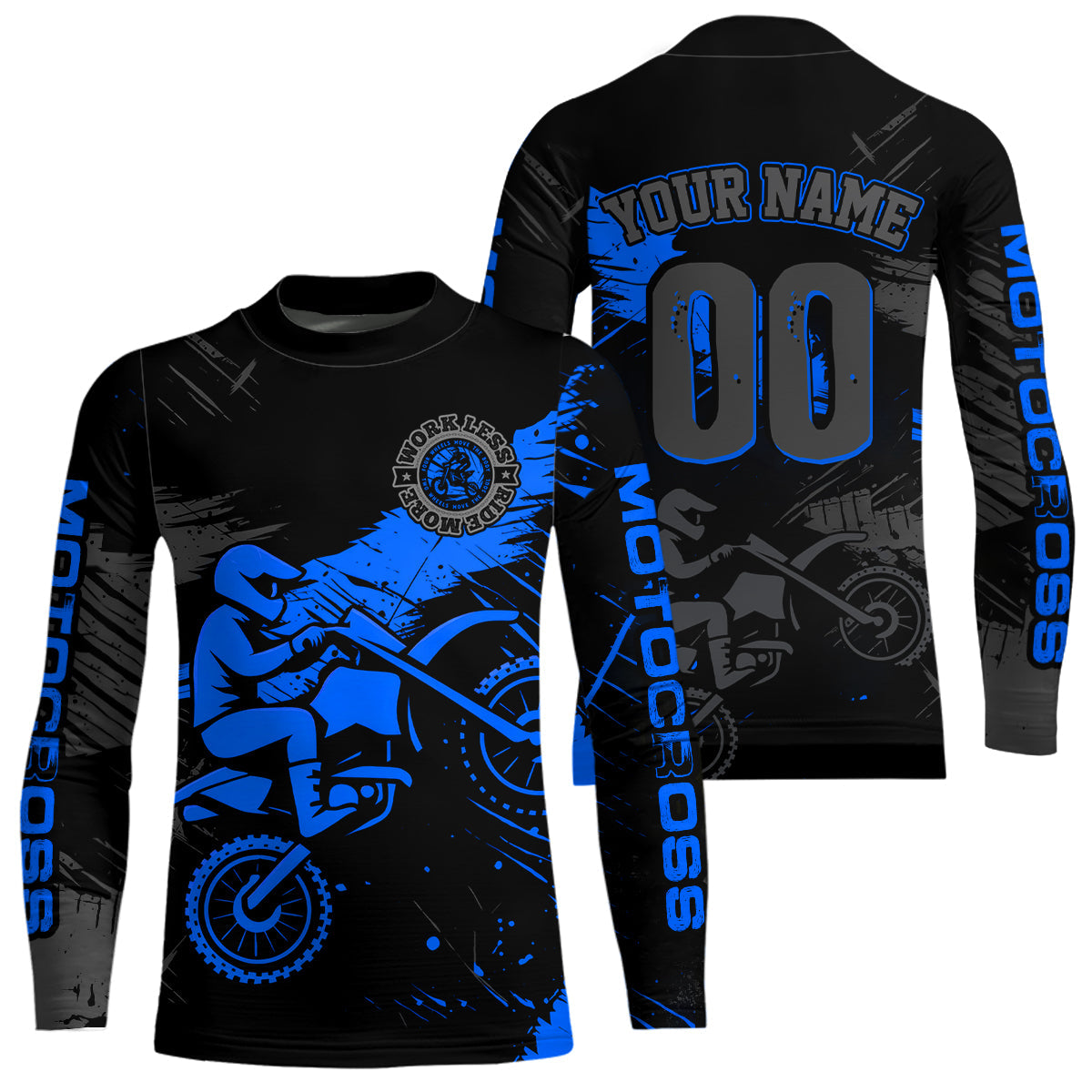 Custom Blue Motocross Racing Jersey Personalized Dirt Bike Shirts