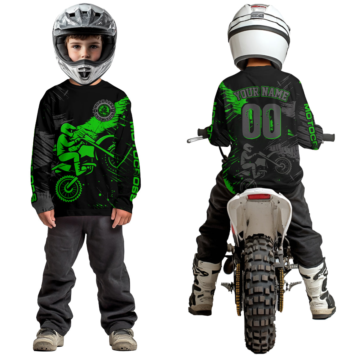 Custom Green Motocross Racing Jersey Personalized Dirt Bike Shirts