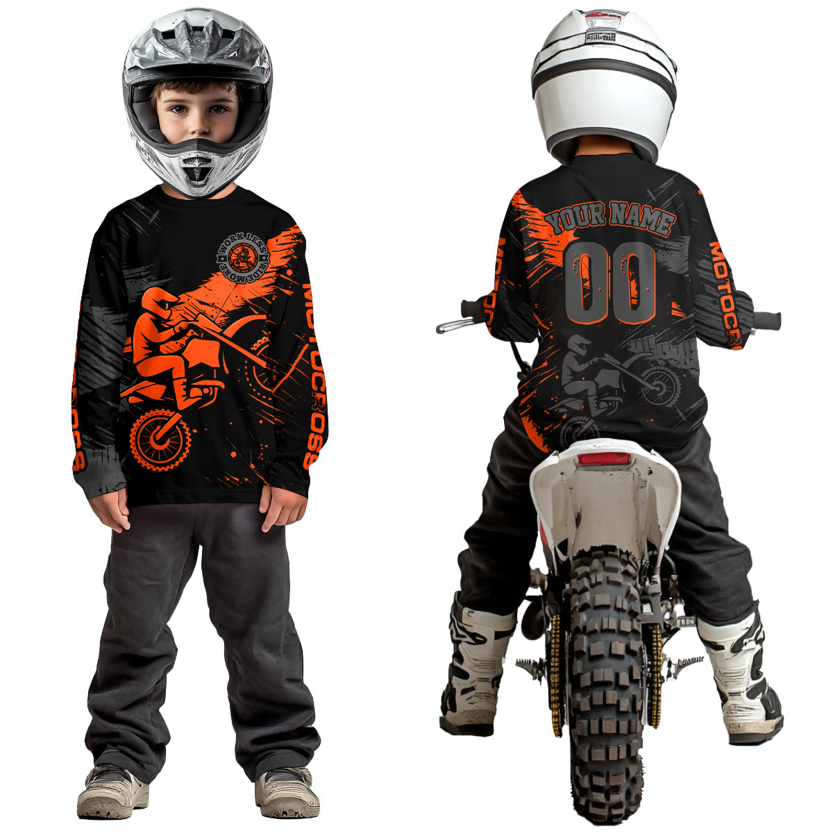 Custom Orange Motocross Racing Jersey Personalized Dirt Bike Shirts