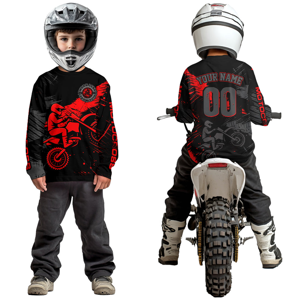 Custom Red Motocross Racing Jersey Personalized Dirt Bike Shirts