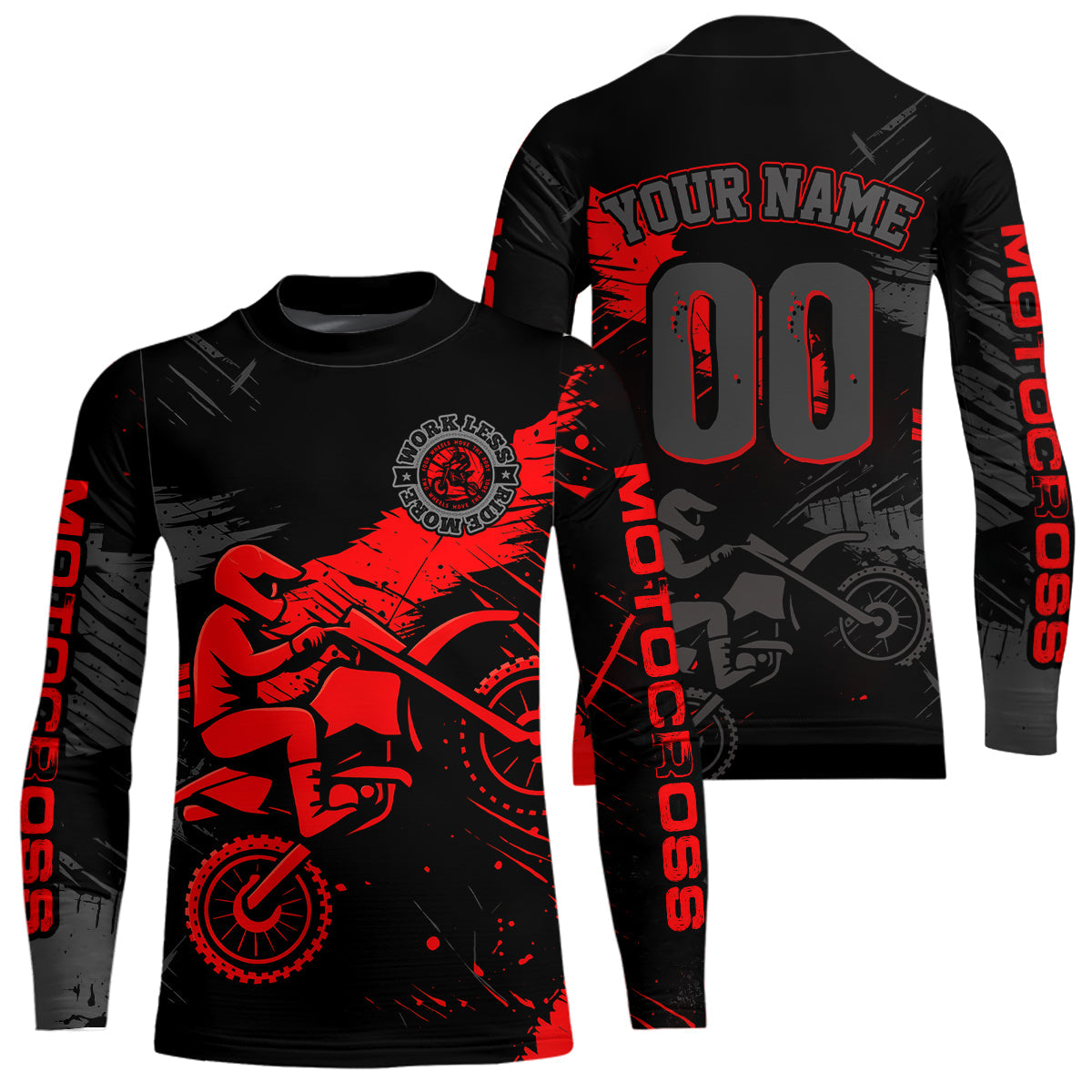 Custom Red Motocross Racing Jersey Personalized Dirt Bike Shirts