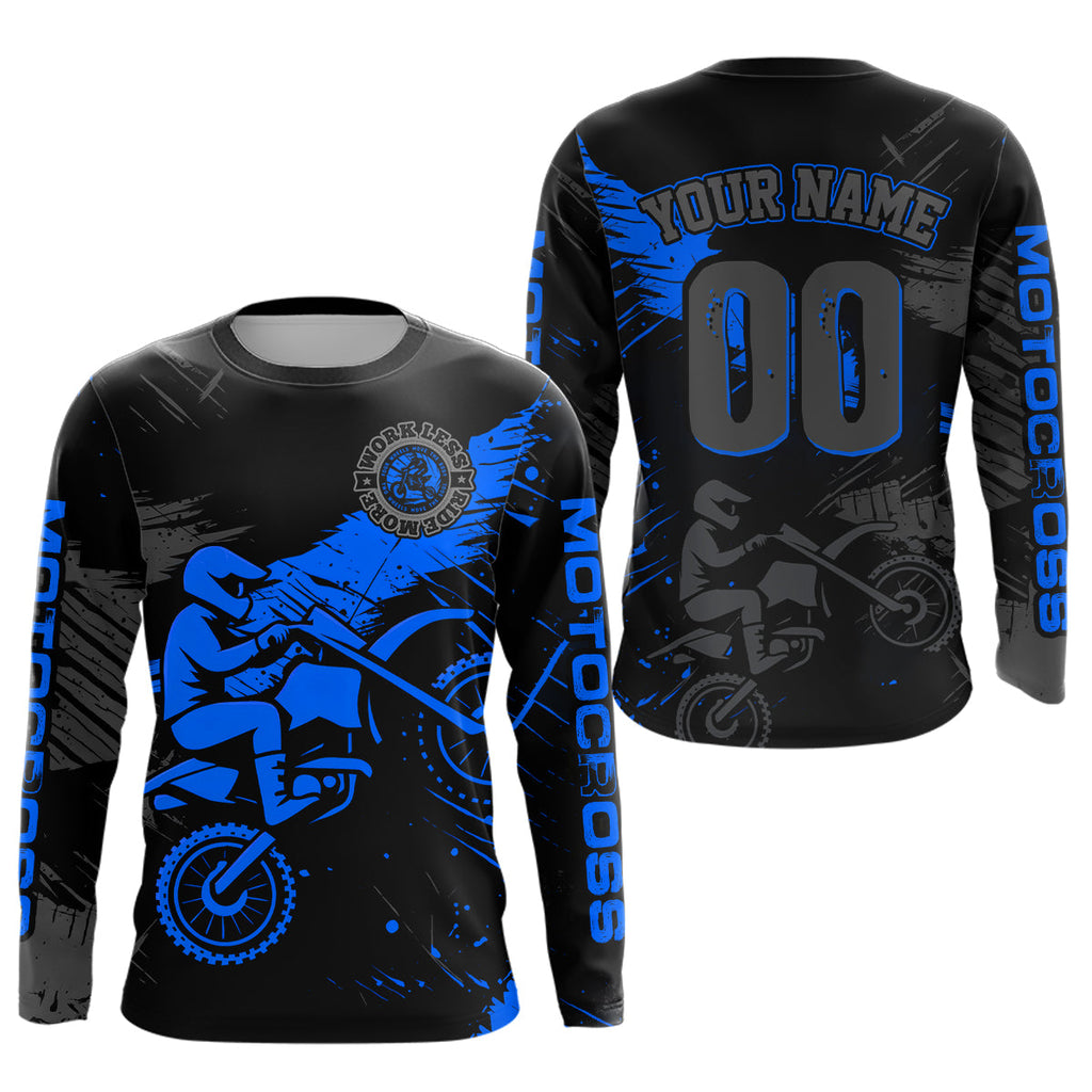 Custom Blue Motocross Racing Jersey Personalized Dirt Bike Shirts
