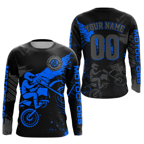 Custom Blue Motocross Racing Jersey Personalized Dirt Bike Shirts