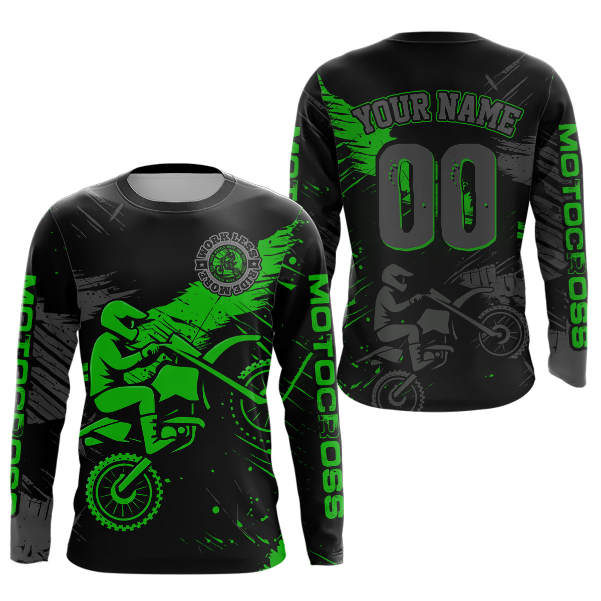 Custom Green Motocross Racing Jersey Personalized Dirt Bike Shirts