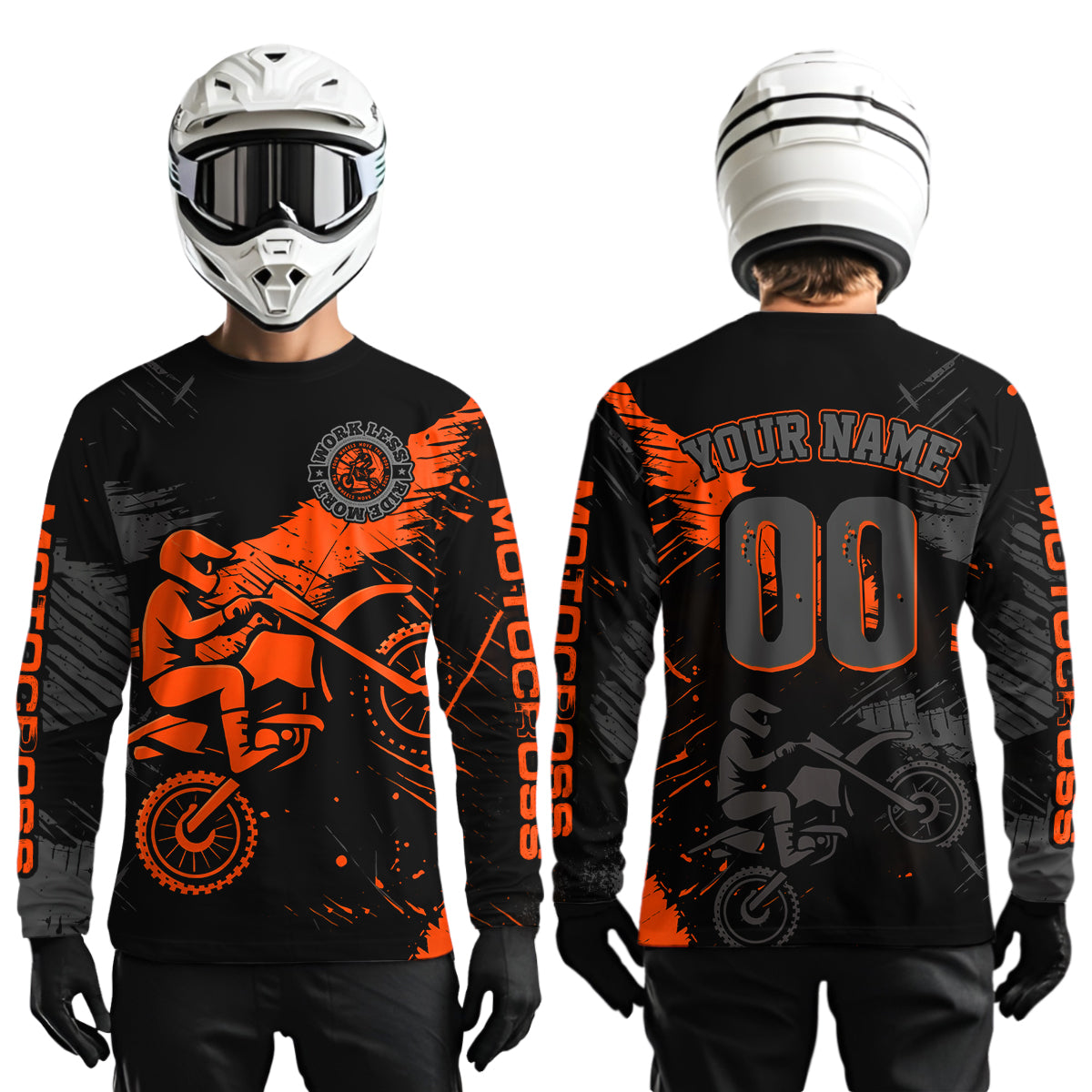 Custom Orange Motocross Racing Jersey Personalized Dirt Bike Shirts