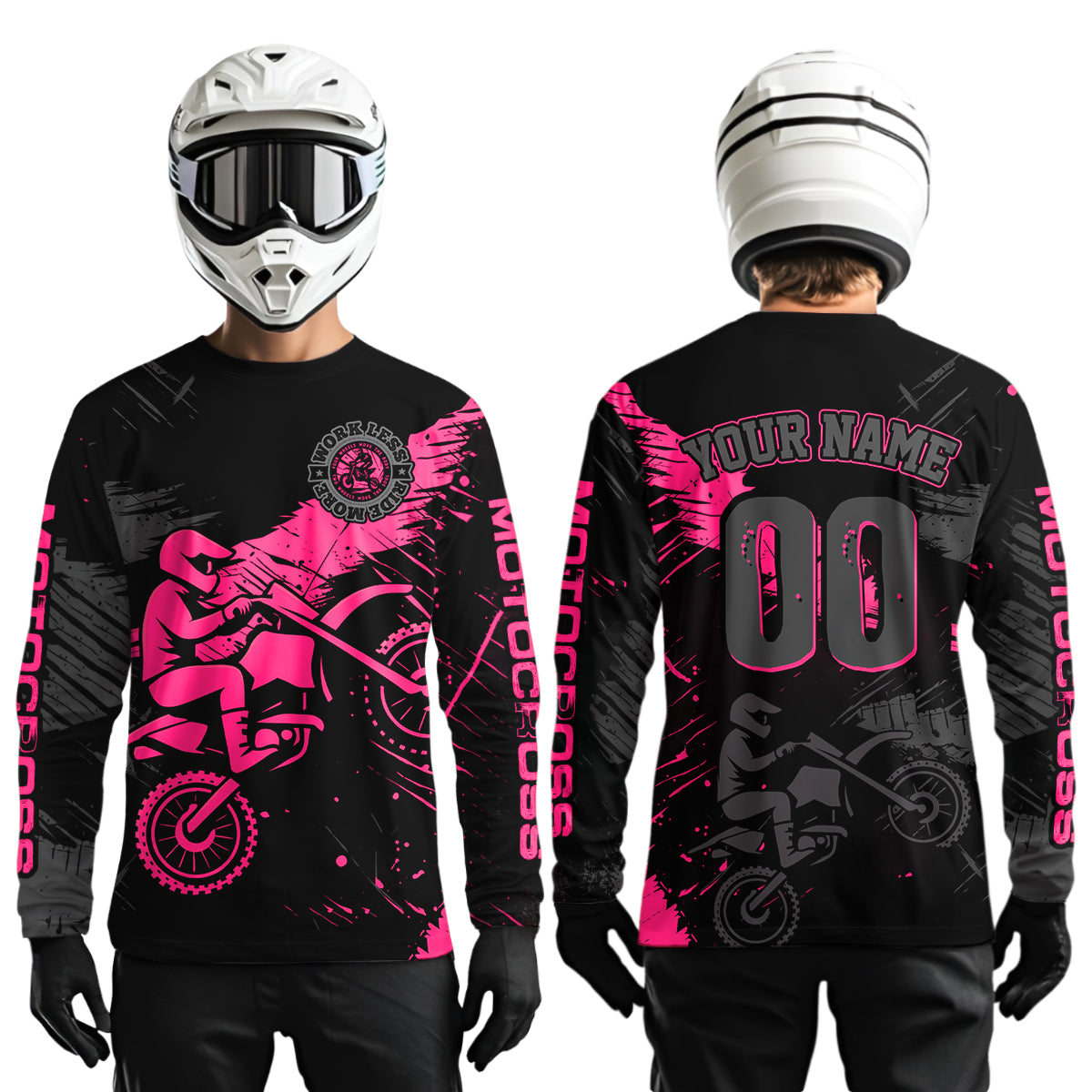 Custom Pink Motocross Racing Jersey Personalized Dirt Bike Shirts