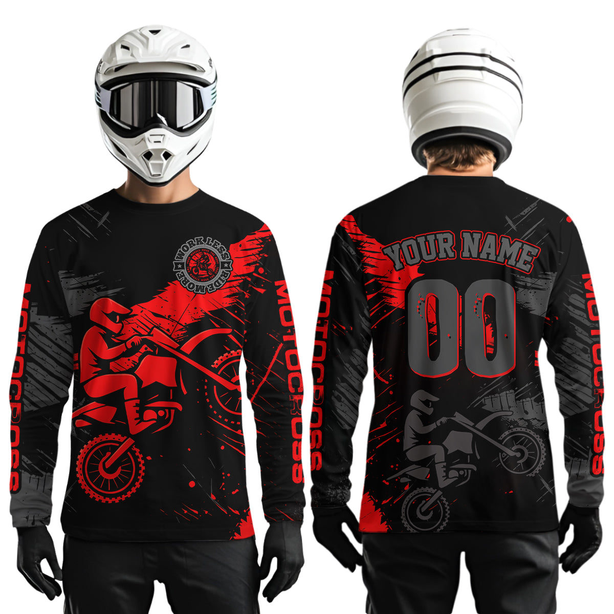 Custom Red Motocross Racing Jersey Personalized Dirt Bike Shirts