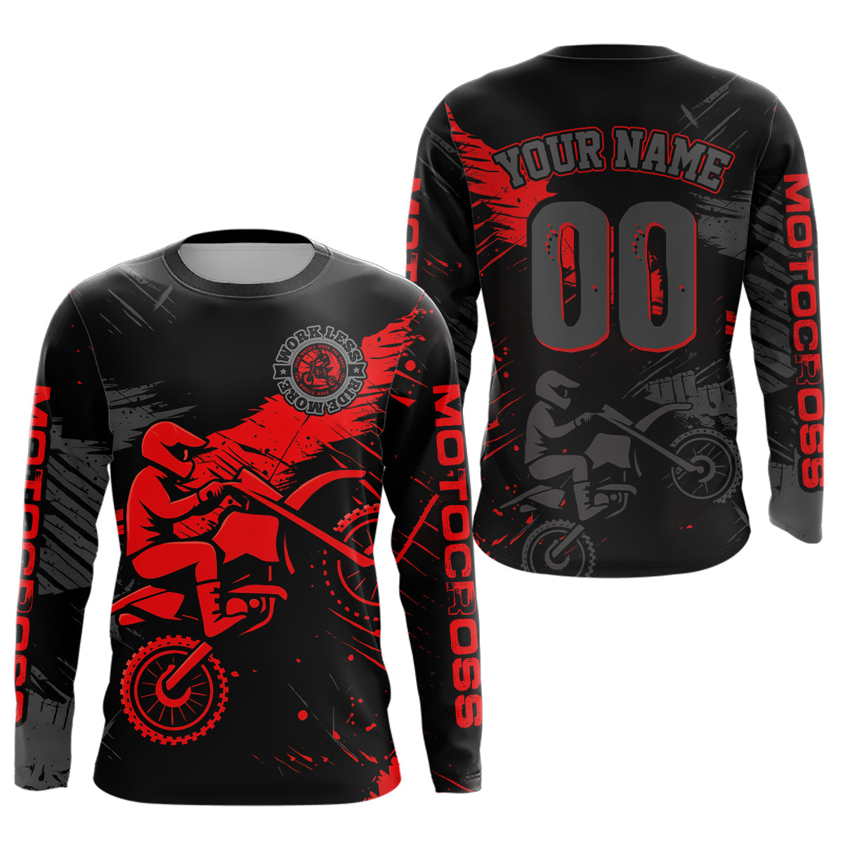 Custom Red Motocross Racing Jersey Personalized Dirt Bike Shirts