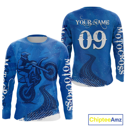 Blue Motocross Jersey Custom Dirt Bike Shirts Motorcycle Riding Shirt