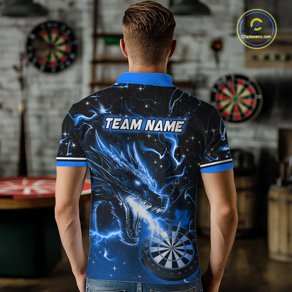 Custom Blue Galaxy Dragon Darts Shirt Darts Team Jerseys Dartboard Shirt