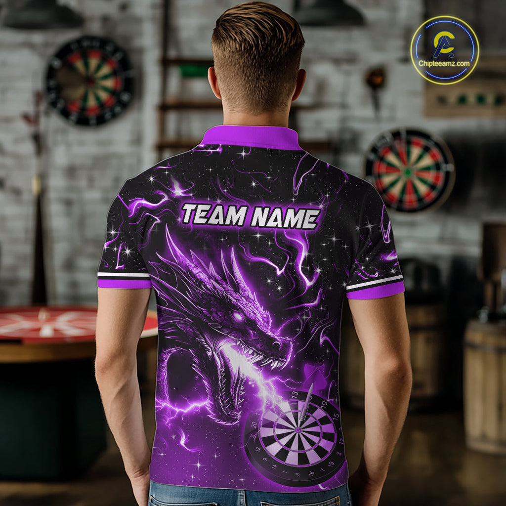 Custom Purple Galaxy Dragon Darts Shirt Darts Team Jerseys Dartboard Shirt