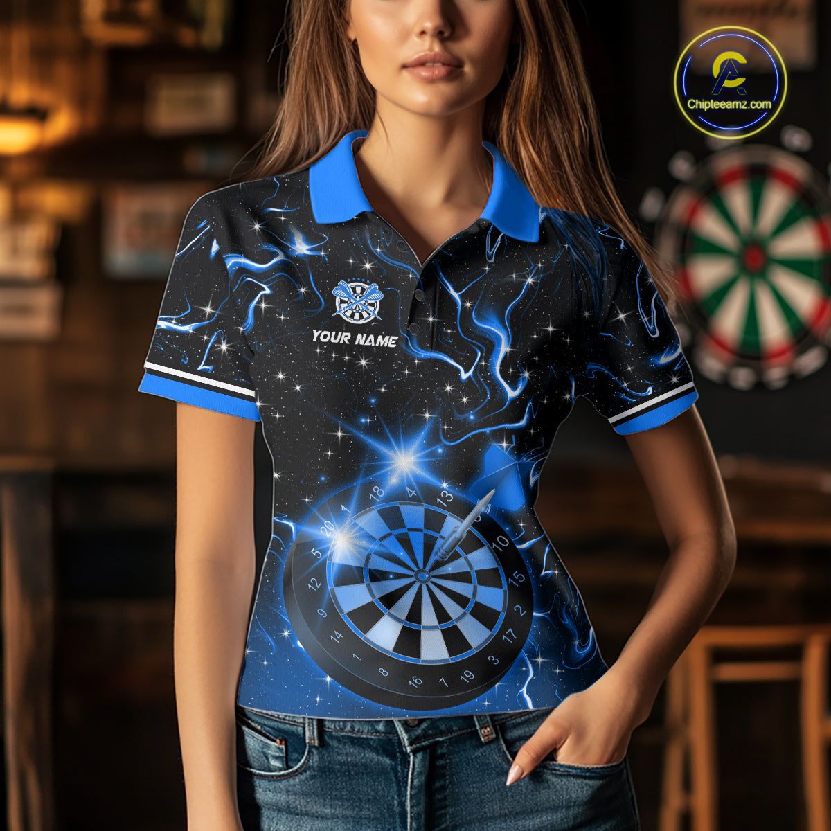 Custom Blue Galaxy Dragon Darts Shirt Darts Team Jerseys Dartboard Shirt