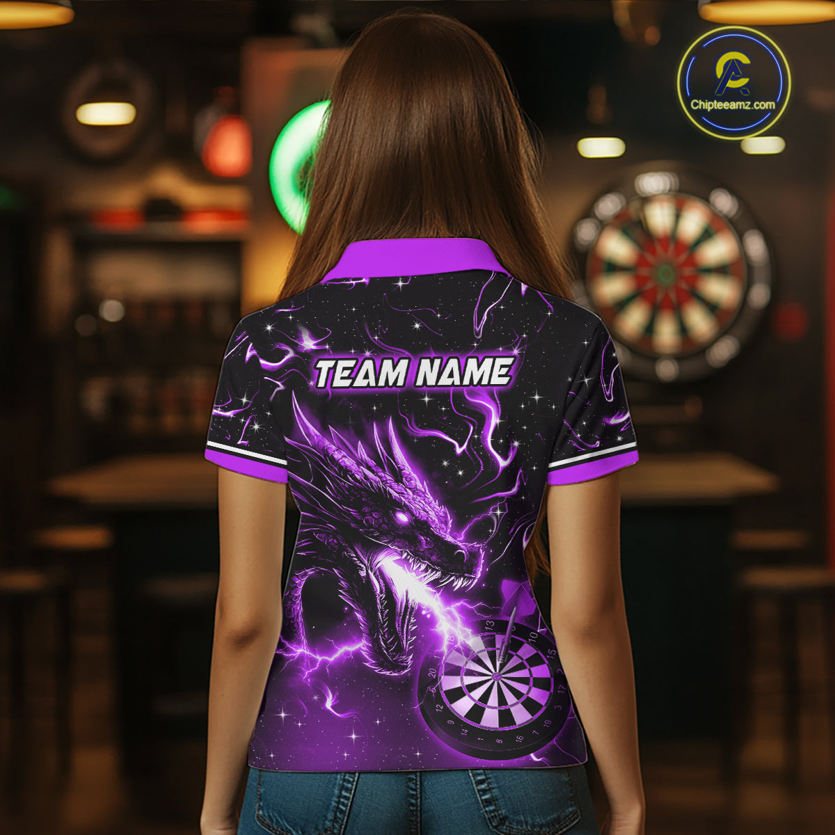 Custom Purple Galaxy Dragon Darts Shirt Darts Team Jerseys Dartboard Shirt