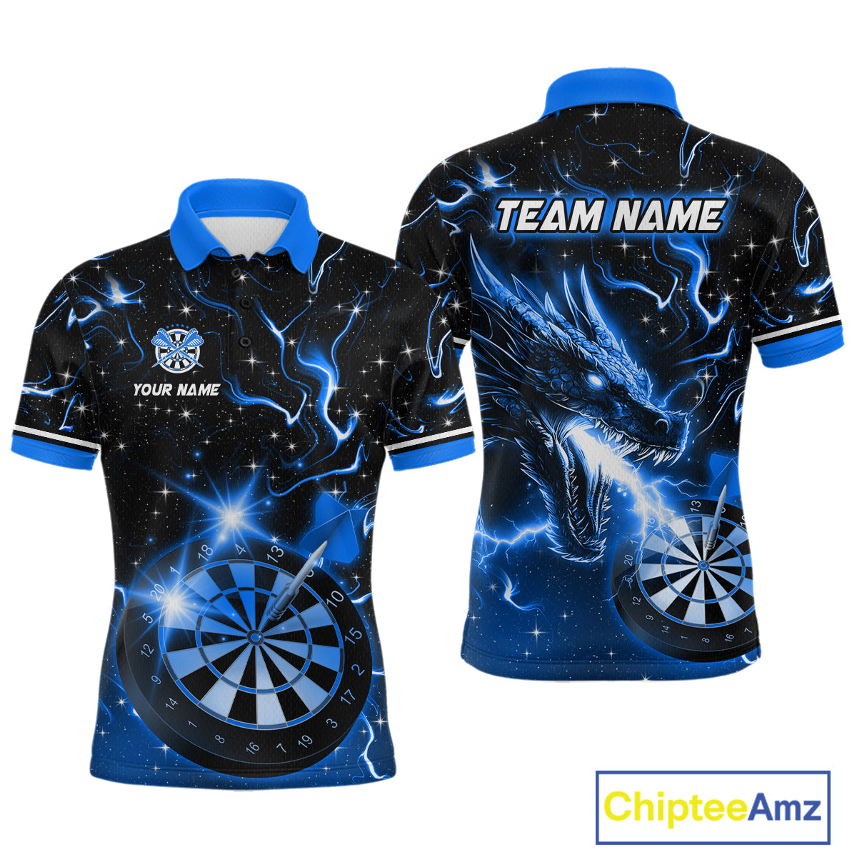 Custom Blue Galaxy Dragon Darts Shirt Darts Team Jerseys Dartboard Shirt