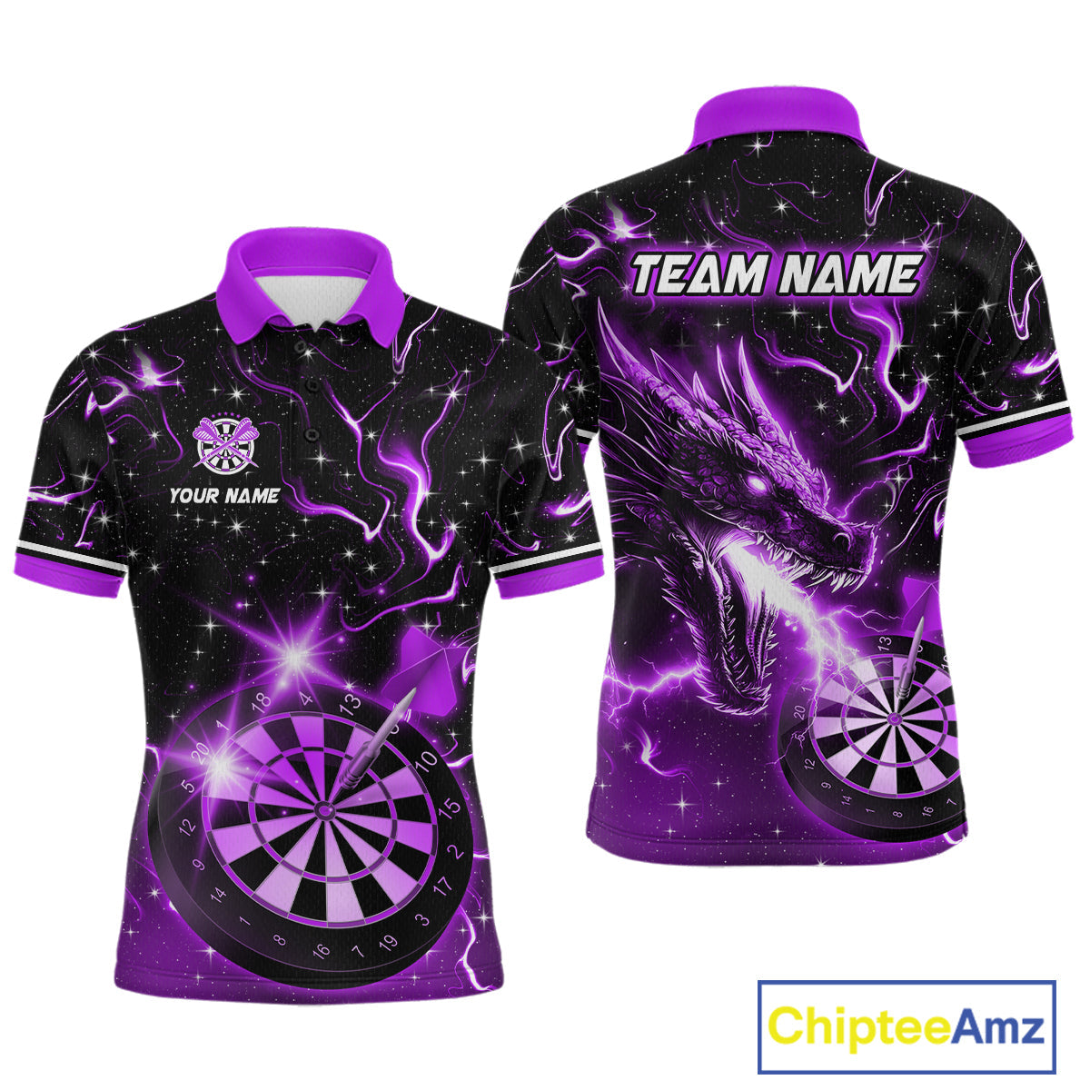 Custom Purple Galaxy Dragon Darts Shirt Darts Team Jerseys Dartboard Shirt