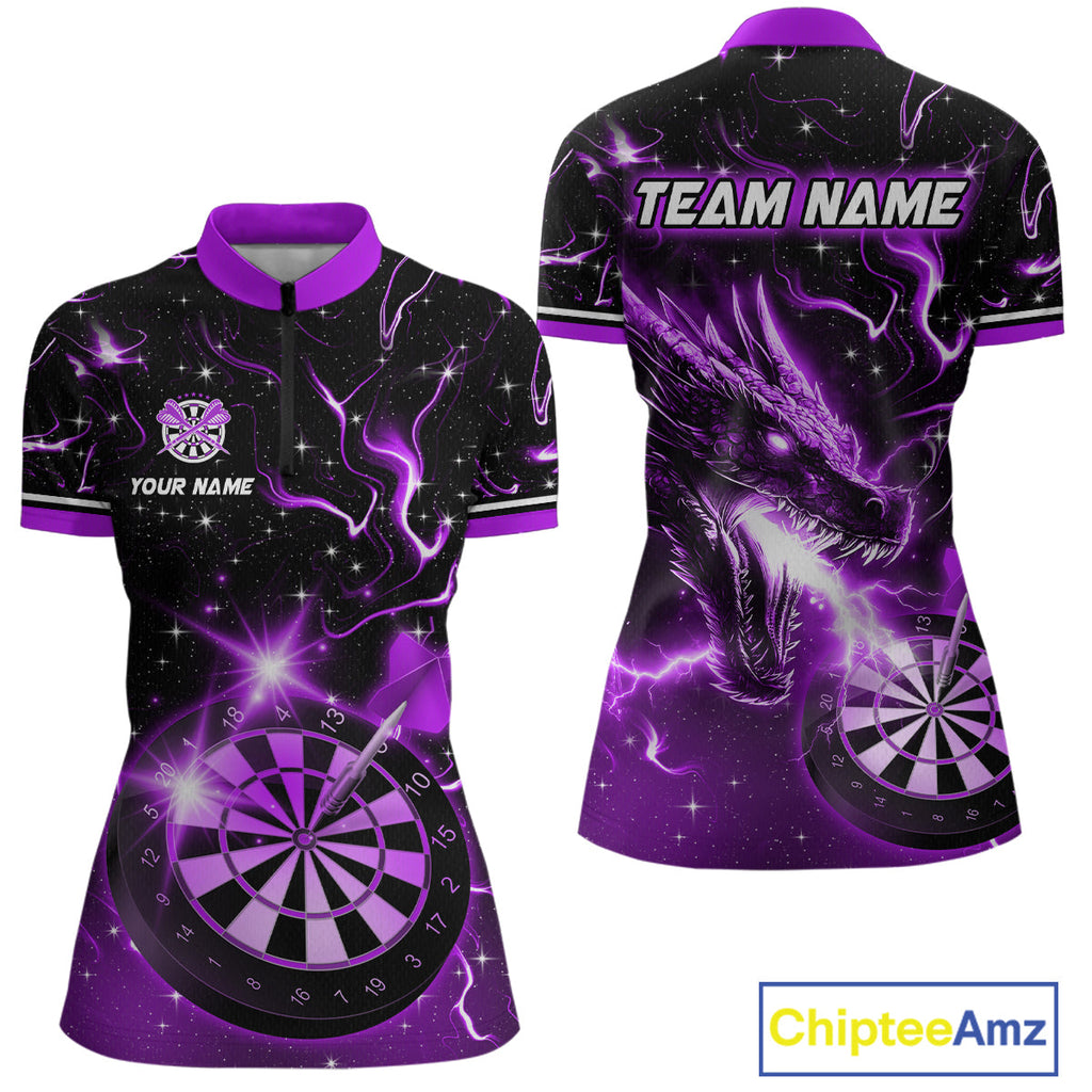 Custom Purple Galaxy Dragon Darts Shirt Darts Team Jerseys Dartboard Shirt