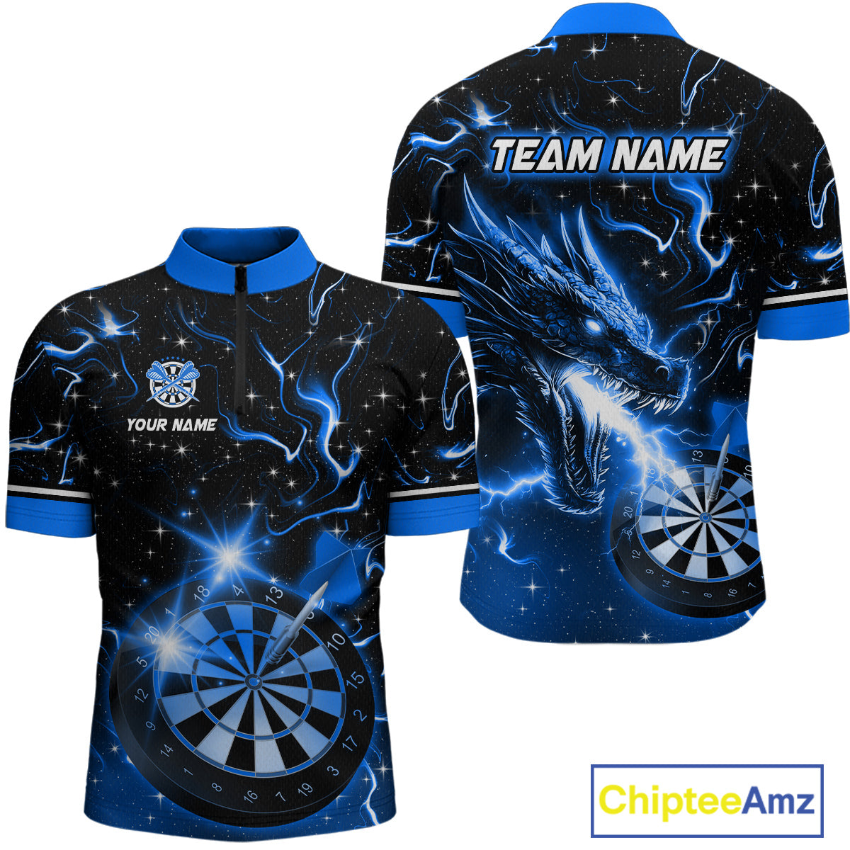 Custom Blue Galaxy Dragon Darts Shirt Darts Team Jerseys Dartboard Shirt