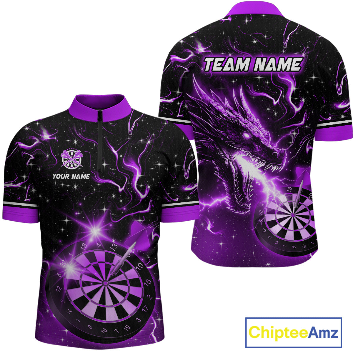 Custom Purple Galaxy Dragon Darts Shirt Darts Team Jerseys Dartboard Shirt