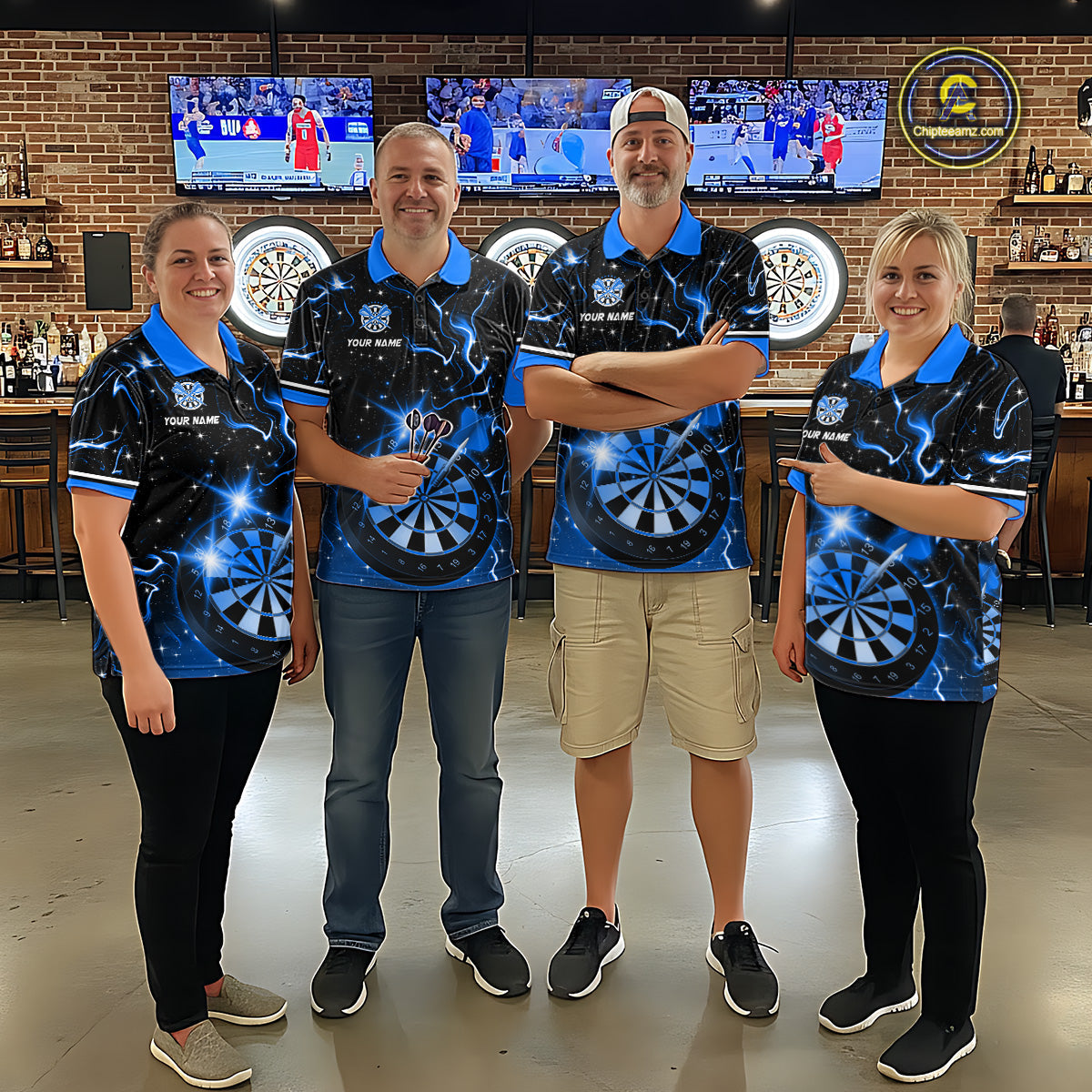 Custom Blue Galaxy Dragon Darts Shirt Darts Team Jerseys Dartboard Shirt