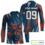 Orange and Blue Motocross Jersey Dirt Bike Motorcycle Racing Shirt