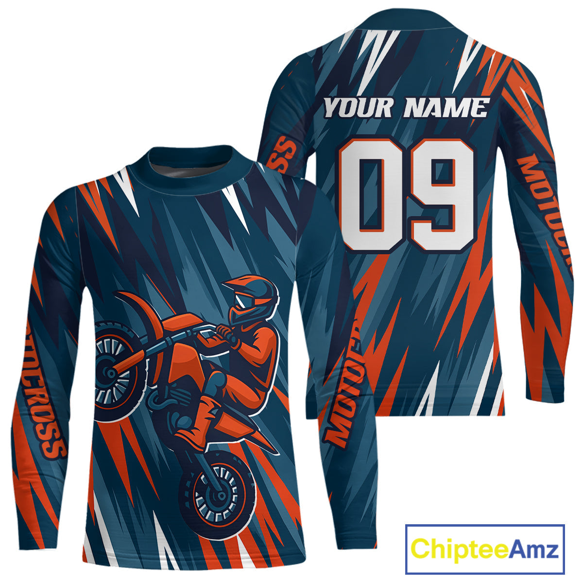 Orange and Blue Motocross Jersey Dirt Bike Motorcycle Racing Shirt