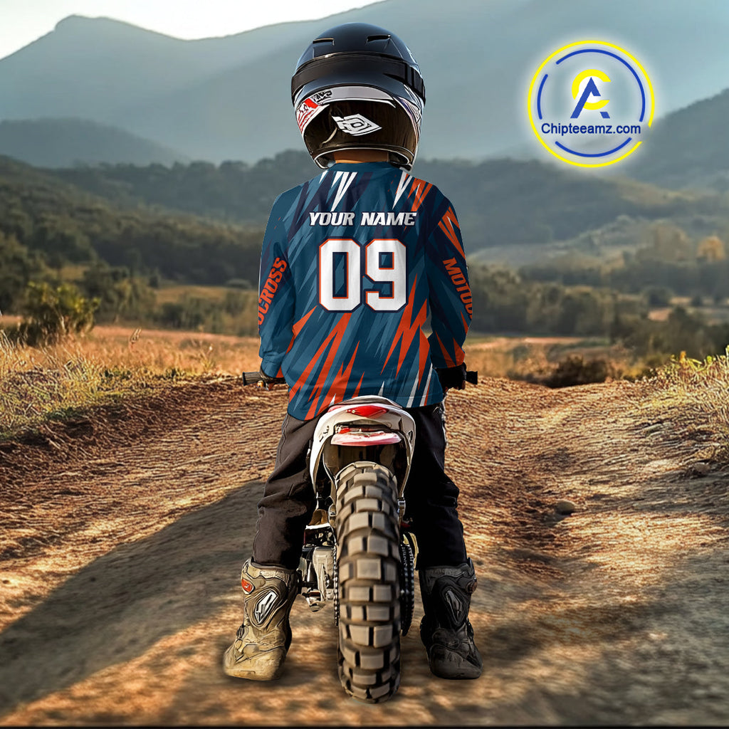 Orange and Blue Motocross Jersey Dirt Bike Motorcycle Racing Shirt