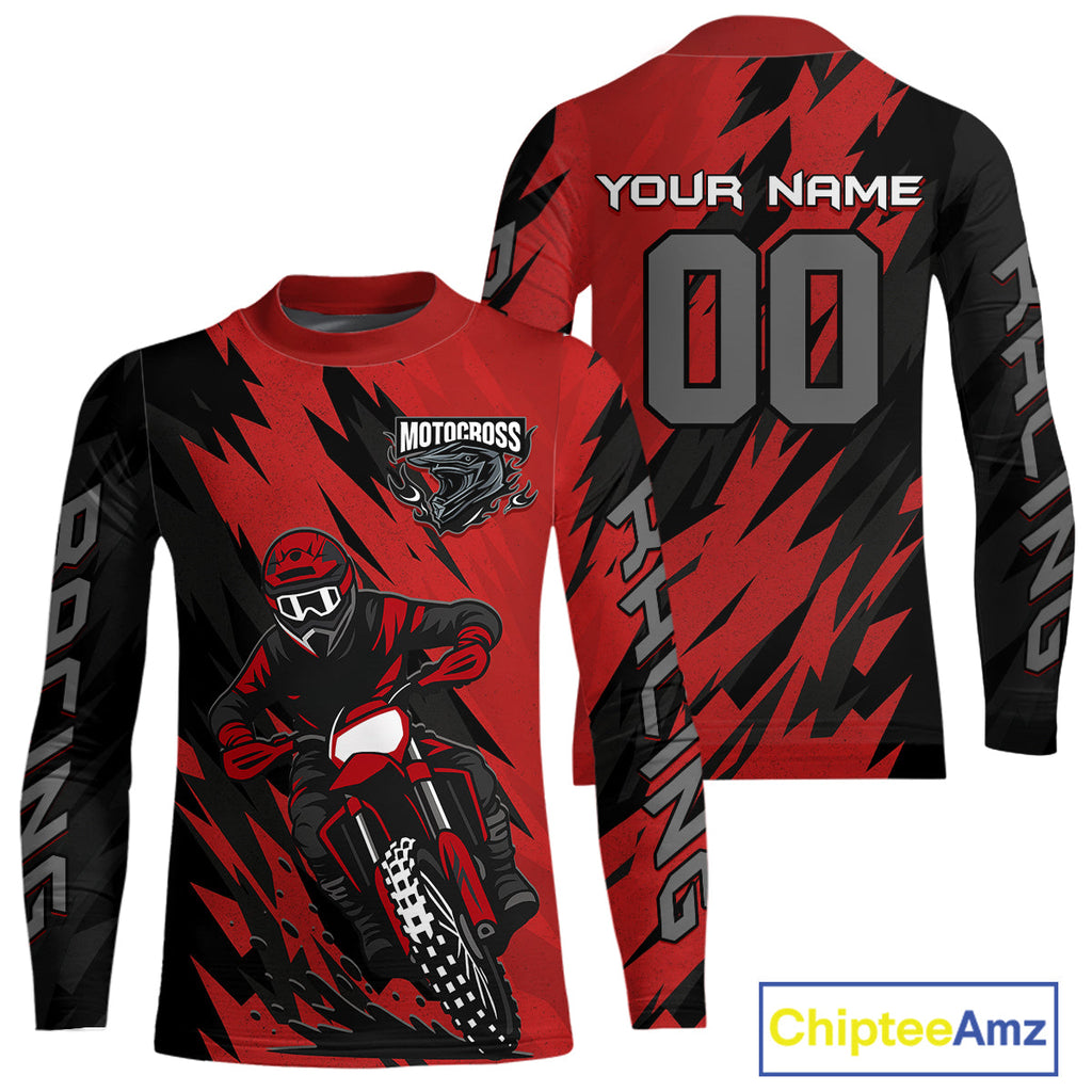 Red Custom Motocross Jersey Dirt Bike Shirts Motorcycle Shirt