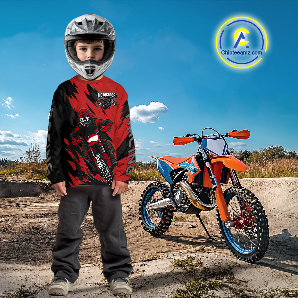 Red Custom Motocross Jersey Dirt Bike Shirts Motorcycle Shirt