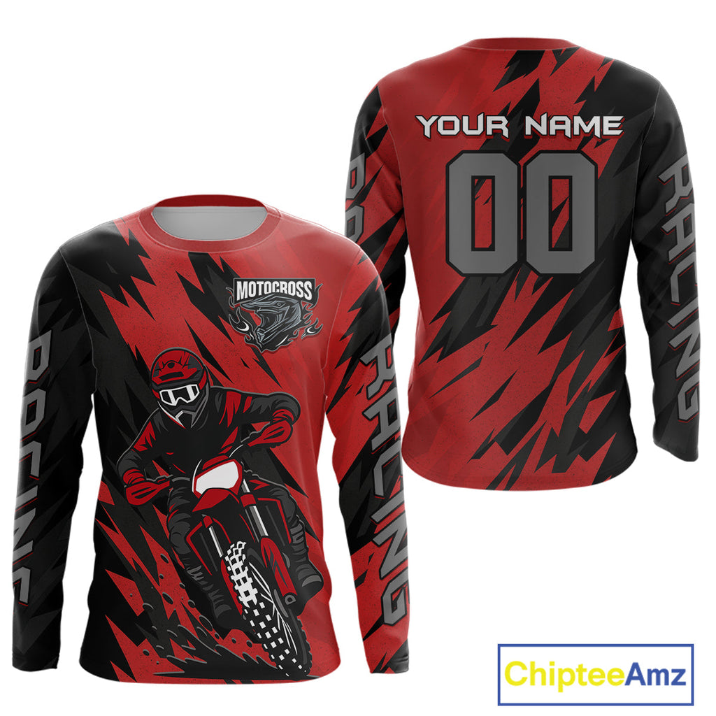 Red Custom Motocross Jersey Dirt Bike Shirts Motorcycle Shirt
