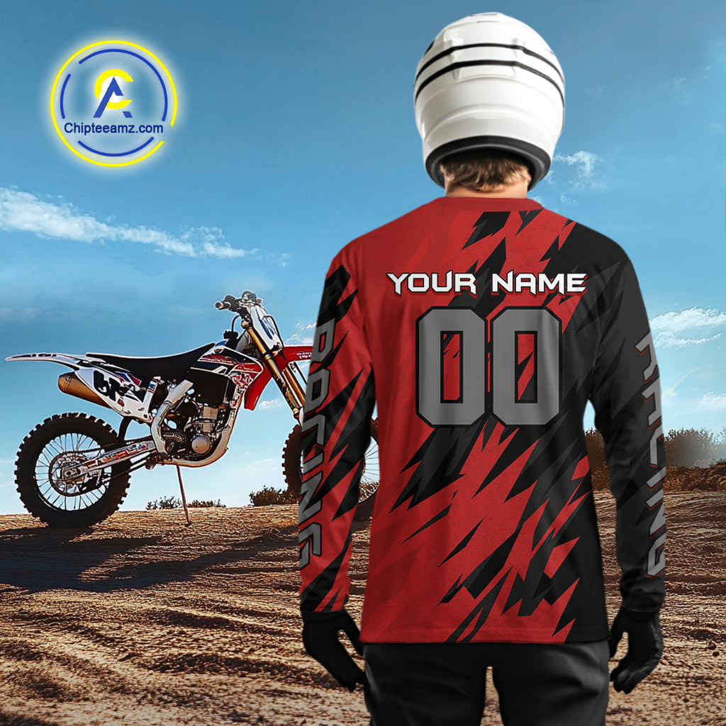 Red Custom Motocross Jersey Dirt Bike Shirts Motorcycle Shirt